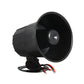 Black horn loudspeaker with wide mouth facing left and base mounting plate