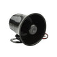 Black horn loudspeaker angled view with front opening and red/black wire leads