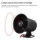 Black horn loudspeaker with mounting base and red/black wire leads