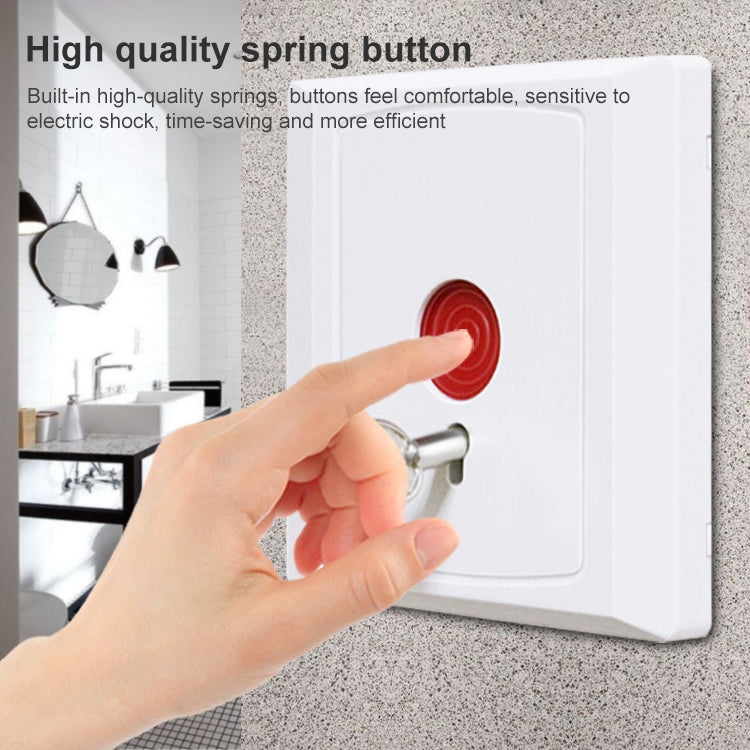 White emergency panic button being pressed with red push button and key lock