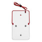 Mini wired red strobe siren alarm rear view with mounting holes and attached red wire leads