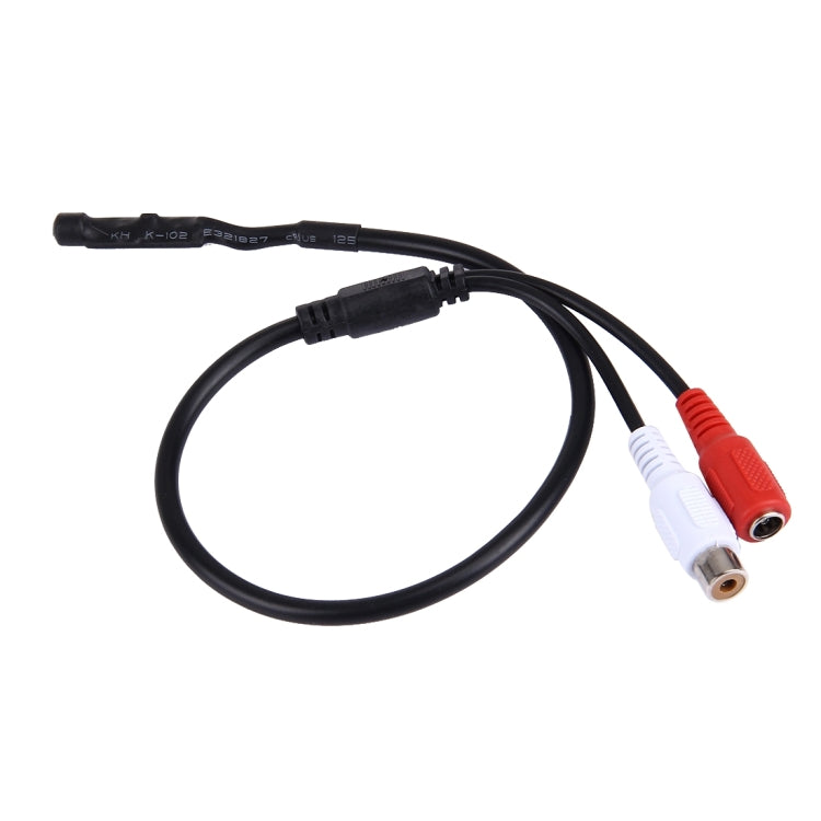 Audio pickup head cable with black lead and red/white RCA plugs