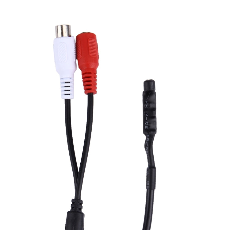 Audio pickup head cable with white/red RCA plugs and black audio plug