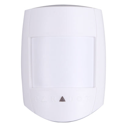 White PIR motion sensor with front window and triangular indicator