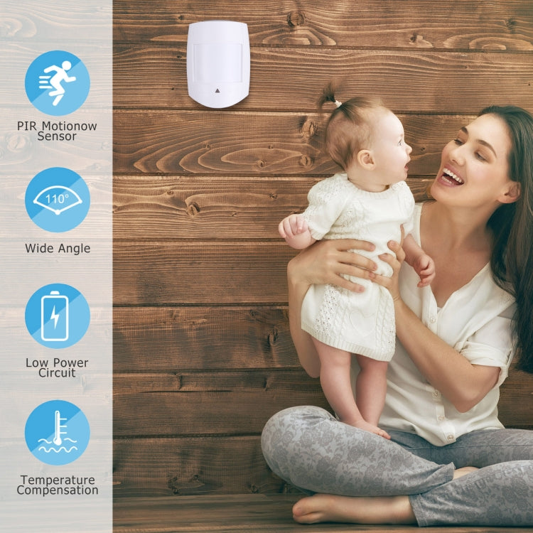 White PIR motion sensor mounted on a wall