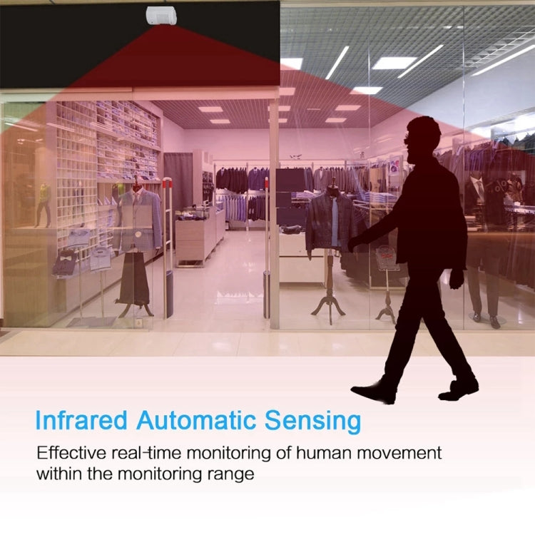 Infrared automatic sensing promotional graphic with moving person silhouette