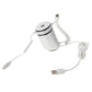 Cylindrical security device with coiled cables and USB connectors, white housing
