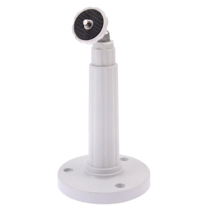 White wall mount camera bracket with circular base and adjustable neck