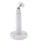 White wall mount camera bracket with tilted top mount and round base