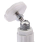 Close-up of white wall mount bracket hinge with metal spring and joint