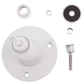 Wall mount bracket parts: base plate, screws, nuts, and black rubber insert