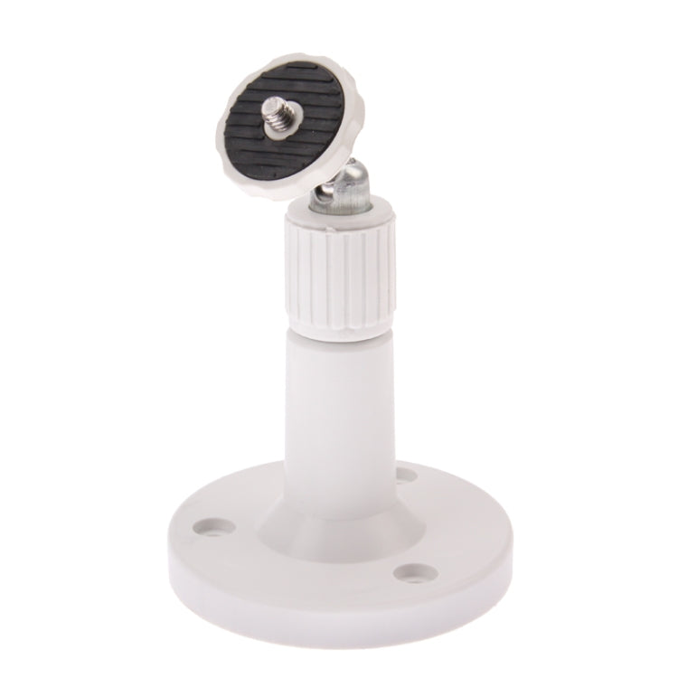 White ABS wall mount camera bracket with round base and top mounting plate