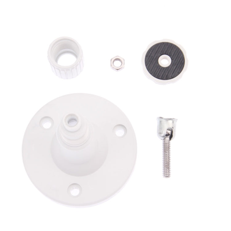 Camera mount bracket parts set with base, screws, cap, washers, and spacer