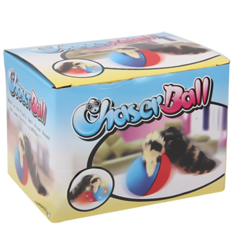 Chase ball toy packaging box showing motorized rolling blue and red ball