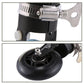 Black auxiliary wheel booster bracket and wheel detail view with mounting clips