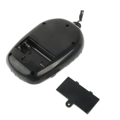 Digital outdoor sensor device back view with battery compartment and mounting clip