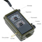 Olive multi-function compass tool showing hygrometer and thermometer gauges