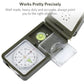 Multi-function compass tool open with compass dial, ruler, and hinged magnifier