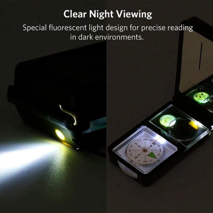 Portable multi-function compass with glowing display and built-in light