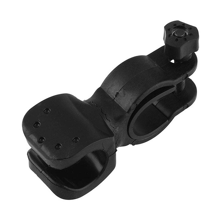 Black bicycle flashlight clamp mount with adjustable screw