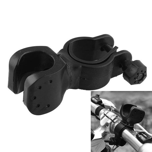Black bicycle flashlight clamp mount, two-piece set