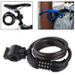 Bicycle steel wire combination lock with 5-digit dial, black coiled cable and bracket
