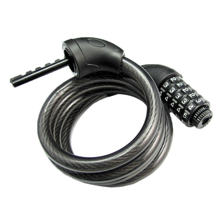 Bicycle steel wire combination lock with 5-digit dial, gray braided cable and black housing