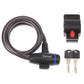 Bicycle cable lock set with coiled cable, red button lock case, and two keys