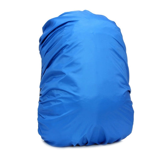 45–50L blue rain cover bag with gathered top and cinch hem, packable waterproof shell