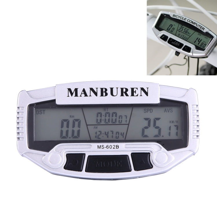 MANBUREN MS-602B bicycle computer with LCD cycle data display and front buttons