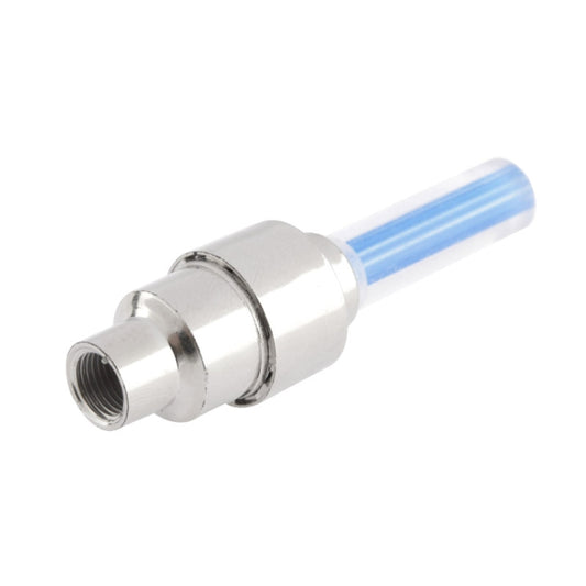 Chrome LED wheel light tube with blue center and threaded screw-on end