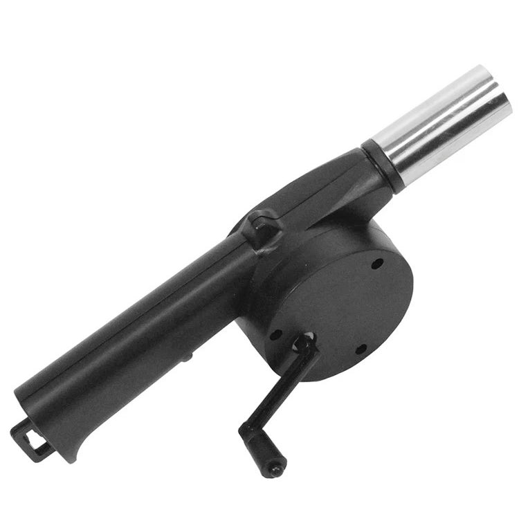 Manual air blower with black handle and silver metal nozzle tube