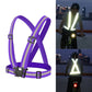 Purple reflective safety vest with crossed straps and adjustable front buckles
