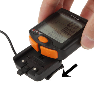 LCD bicycle speedometer YT-813 with mounting clip and install latch
