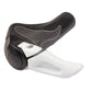 Ergonomic handlebar grip, black textured rubber with white clamp piece, single
