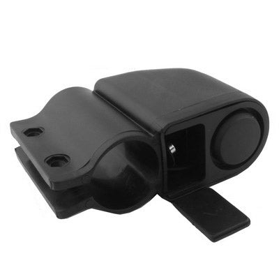 Black bicycle security alarm device with cylindrical sensor and side mounting bracket