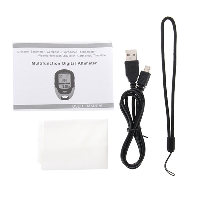 Multifunction digital altimeter kit with USB cable and user manual