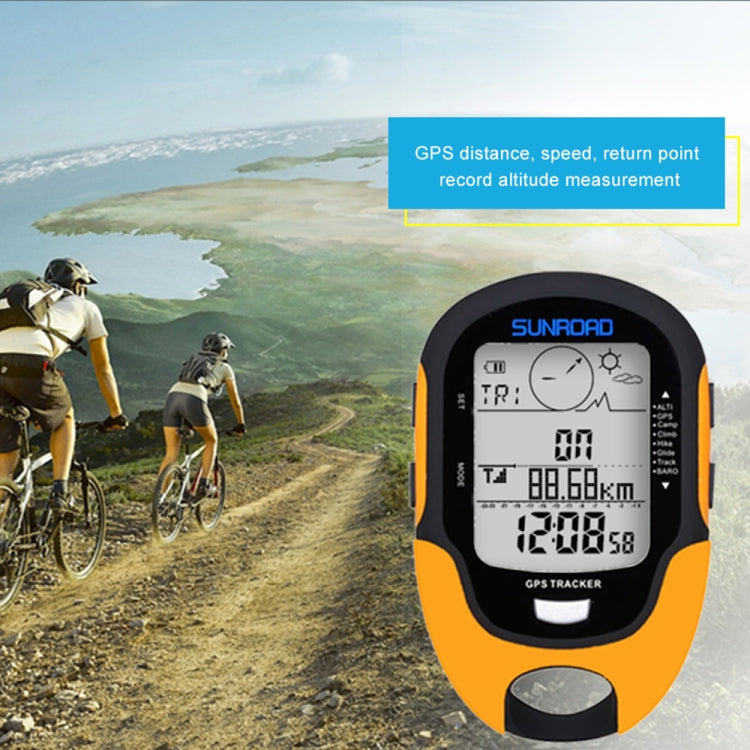 Orange and black multifunction digital altimeter with GPS tracker LCD display
