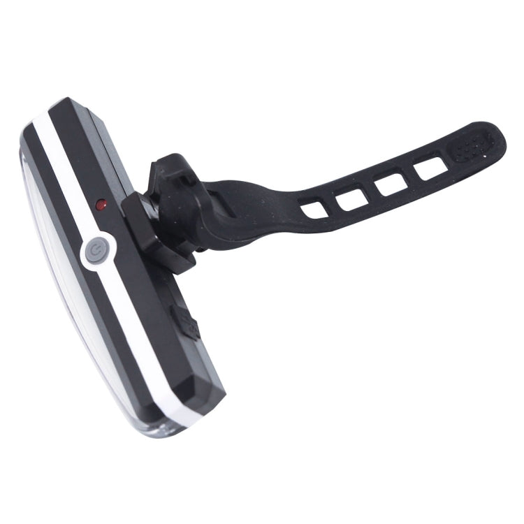 USB rechargeable bicycle LED taillight angled view with handlebar strap mount