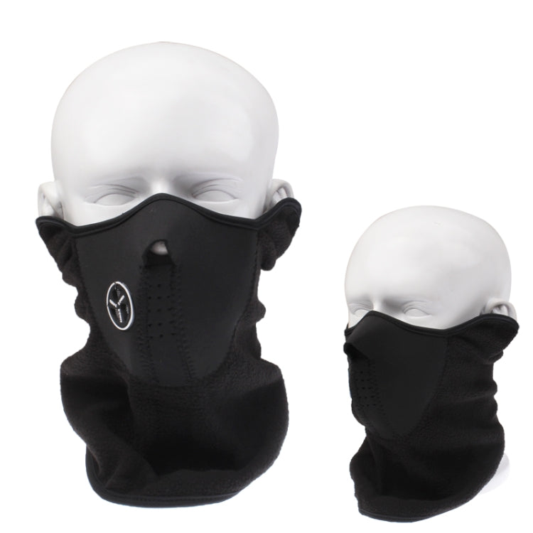 Black half-face respirator mask with front vent and ear loops