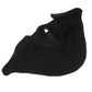Black half-face mask, close-up of front panel and seam detail