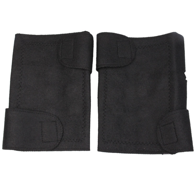 Pair of black infrared kneepads with stitched pockets and curved strap tabs