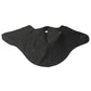 Black face mask with center seam, ear loops, and textured side panels