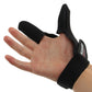 Black two-finger fishing glove with textured palm and open finger design