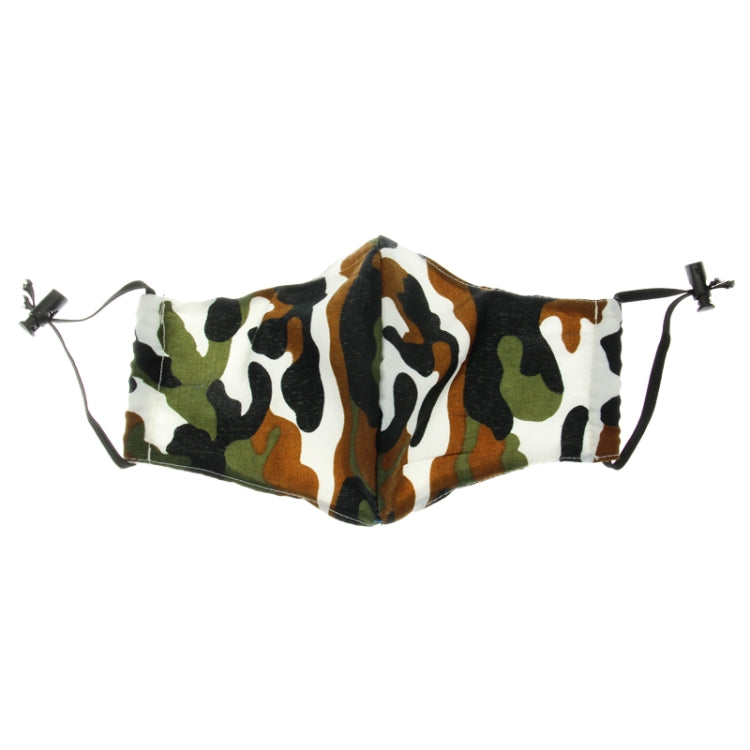 Camouflage cotton face mask with adjustable tie straps
