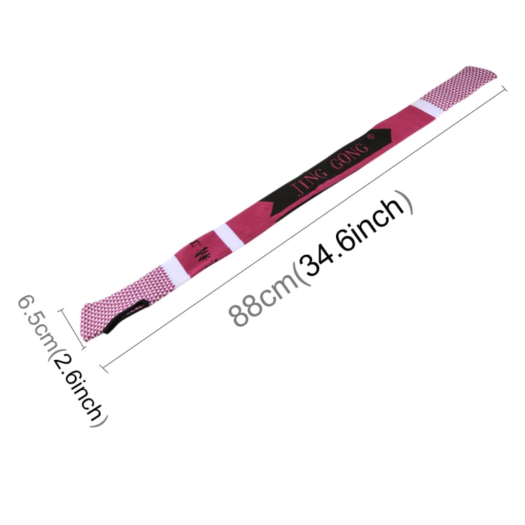 Maroon and white elastic rod sleeve with black label; about 88 cm long