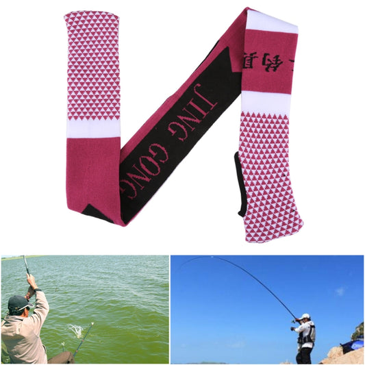 Elastic rod sleeve for supporting bag, maroon and white patterned with black trim