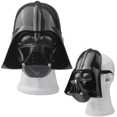 Black plastic full face mask with side profile and vented mouth grille