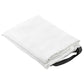 White fire blanket shelter, 1x1m, folded fabric with black release tab