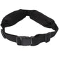 Black waterproof elastic waist bag with adjustable webbing belt and buckle.
